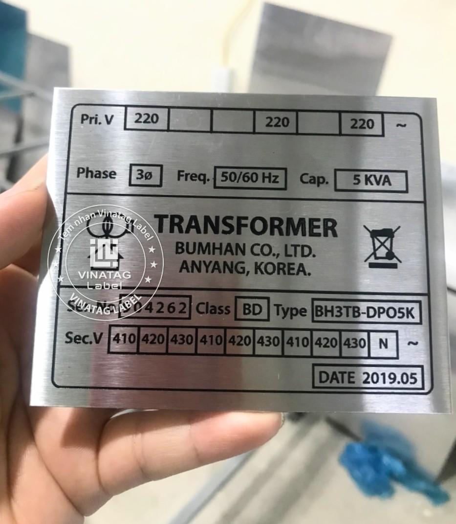 Mẫu Tem Dán Động Cơ, Máy Móc do Vinatag gia công