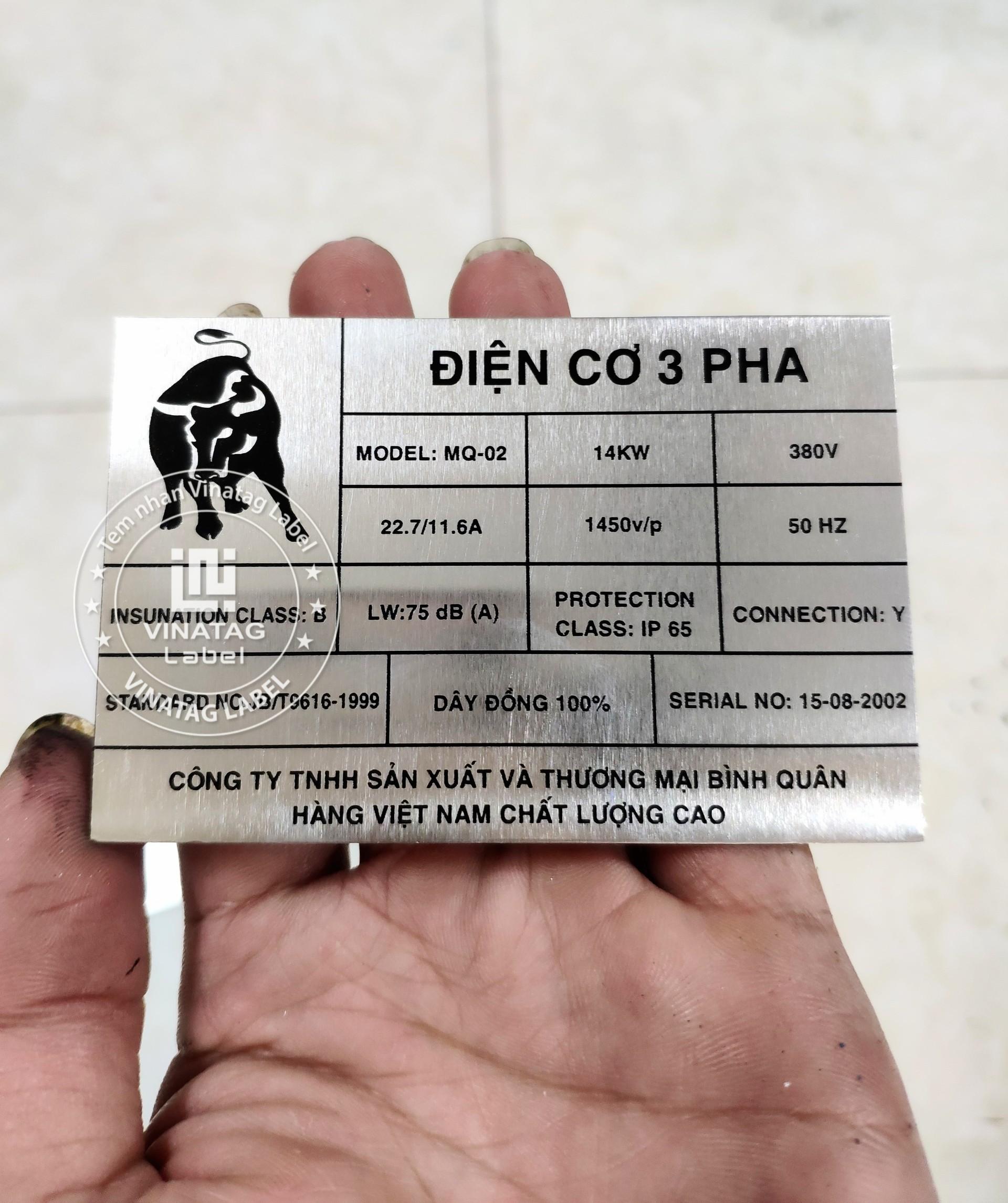 Mẫu Tem Dán Động Cơ, Máy Móc do Vinatag gia công 3