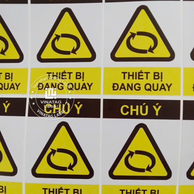 Tem epoxy cảnh báo máy móc thiết bị đang quay